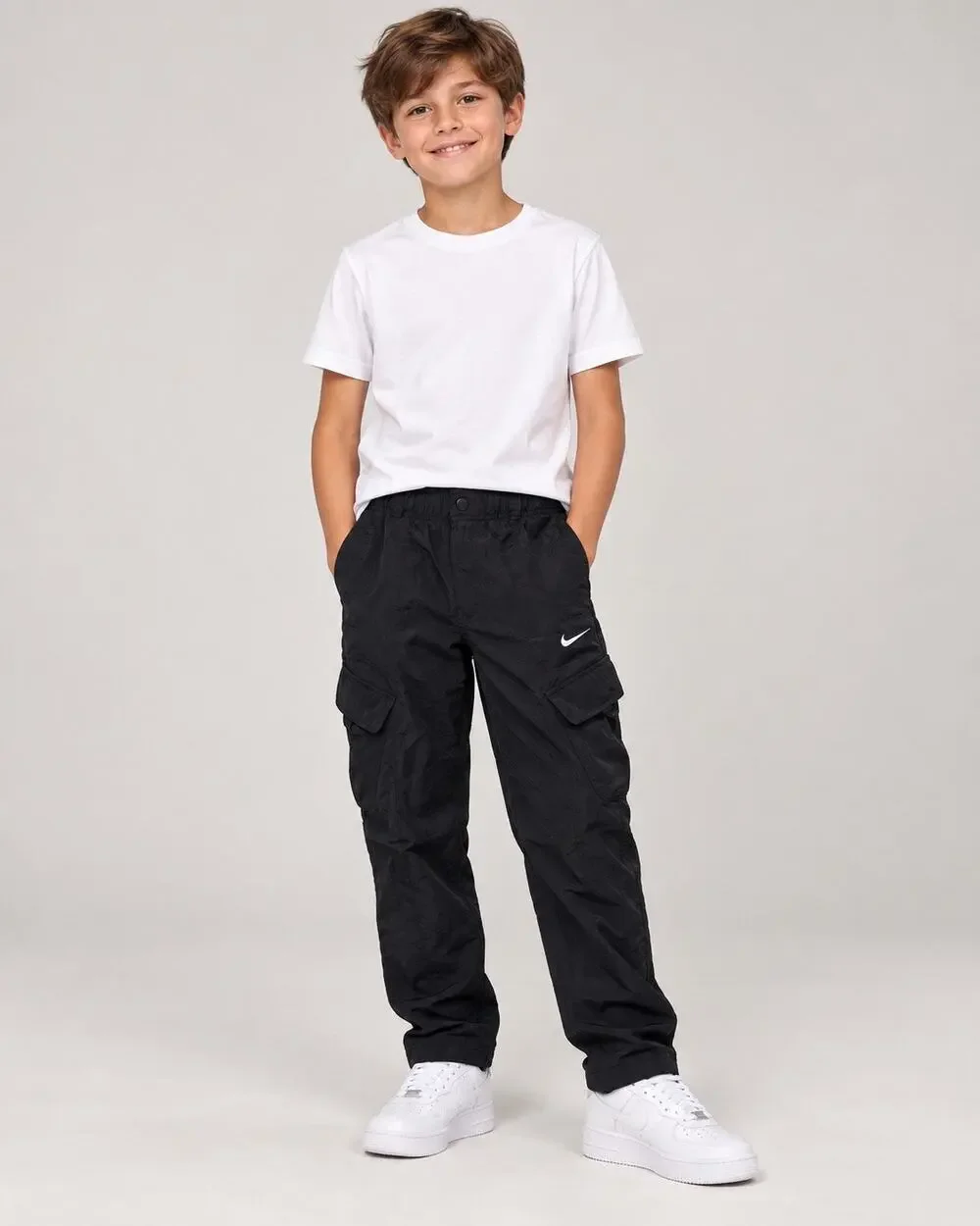 Nike Kids Black Woven Cargo Pants Elastic Waist Size M